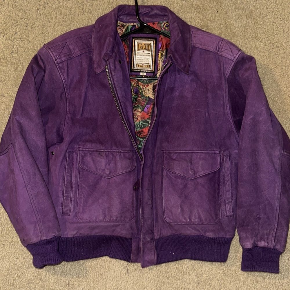 *RARE* vintage purple leather jacket Global Identity G-III